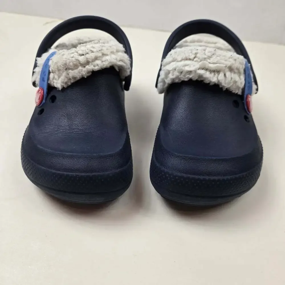 Crocs Fleece Lined Blitzen II Clogs Size C11 Little Kids Navy Blue Water Shoes